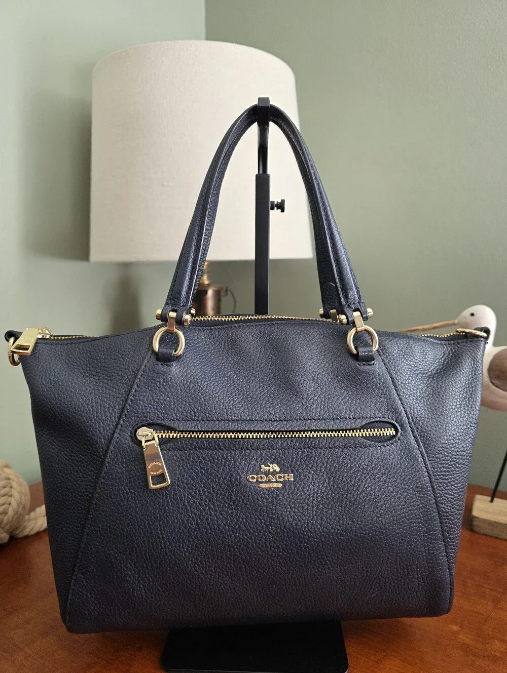 Coach 79997 Prairie Satchel Navy Blue Pebbled Leather Crossbody Bag
